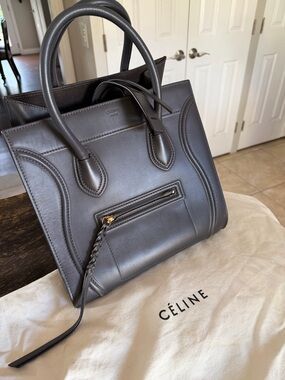 Celine Charcoal Gray Mini Luggage Satchel
